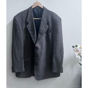 J.D. Christopher London NY Wool Lambswool Tweed Blazer 48R Elbow Patch Jacket